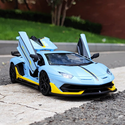 1:24 Lamborghini Aventador SVJ63 Alloy Car Diecasts & Toy Vehicles Car Model Sound and light Pull back Car Toys For Kids Gifts