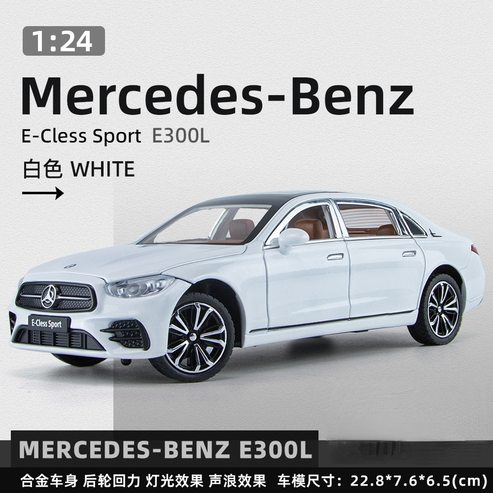 1:24 Mercedes Benz E300L E-cless Sport Simulation Diecast Metal Alloy Model car Sound Light Pull Back Collection Kids Toy Gift