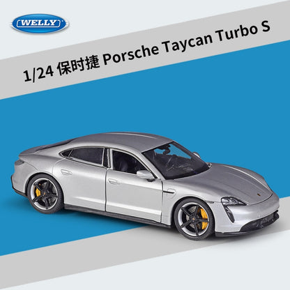 WELLY 1:24 Porsche Taycan Turbo S Car Alloy Car Model Car Decoration Collection Gift Toy Diecasts Model Boy Toy B744