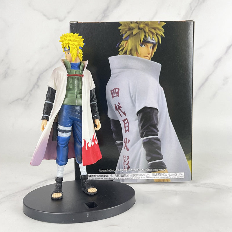 27cm Bandai Naruto Anime Figure Shippuden Uchiha Sasuke Hatake Kakashi Namikaze Minato Action Figure Collection Model Toys Gifts