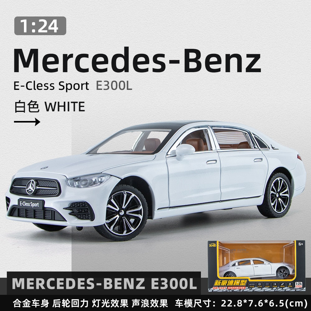 1:24 Mercedes Benz E300L E-cless Sport Simulation Diecast Metal Alloy Model car Sound Light Pull Back Collection Kids Toy Gift