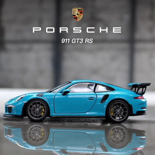 WELLY 1:24 Porsche 911 GT3 RS Blue Car Alloy Car Model Simulation Car Decoration Collection Gift Toy Die Casting Model Boy Toy