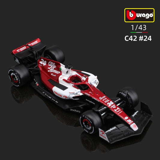 Bburago 1:43 Alfa Romeo F1 Racing Team C42 #24 Guanyu Zhou #77 Valtteri Bottas Alloy Car Diecast Model Toy Collection 2022