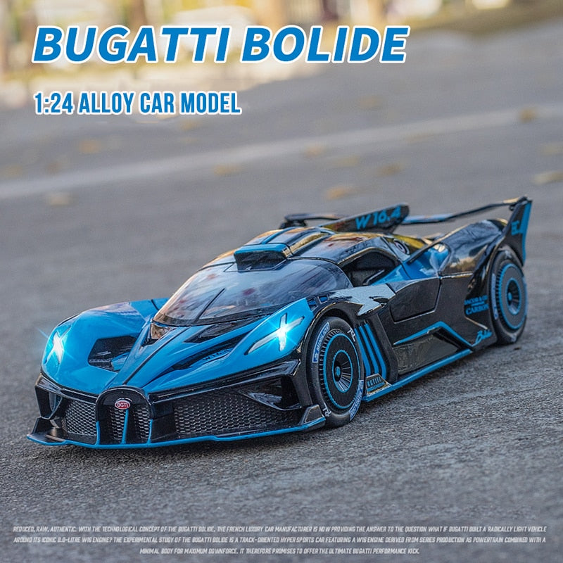 1:24 Bugatti Bolide Alloy Sport Car Model Diecasts & Toy Metal Super Car Model Simulation Sound Light Collection Childrens Gift